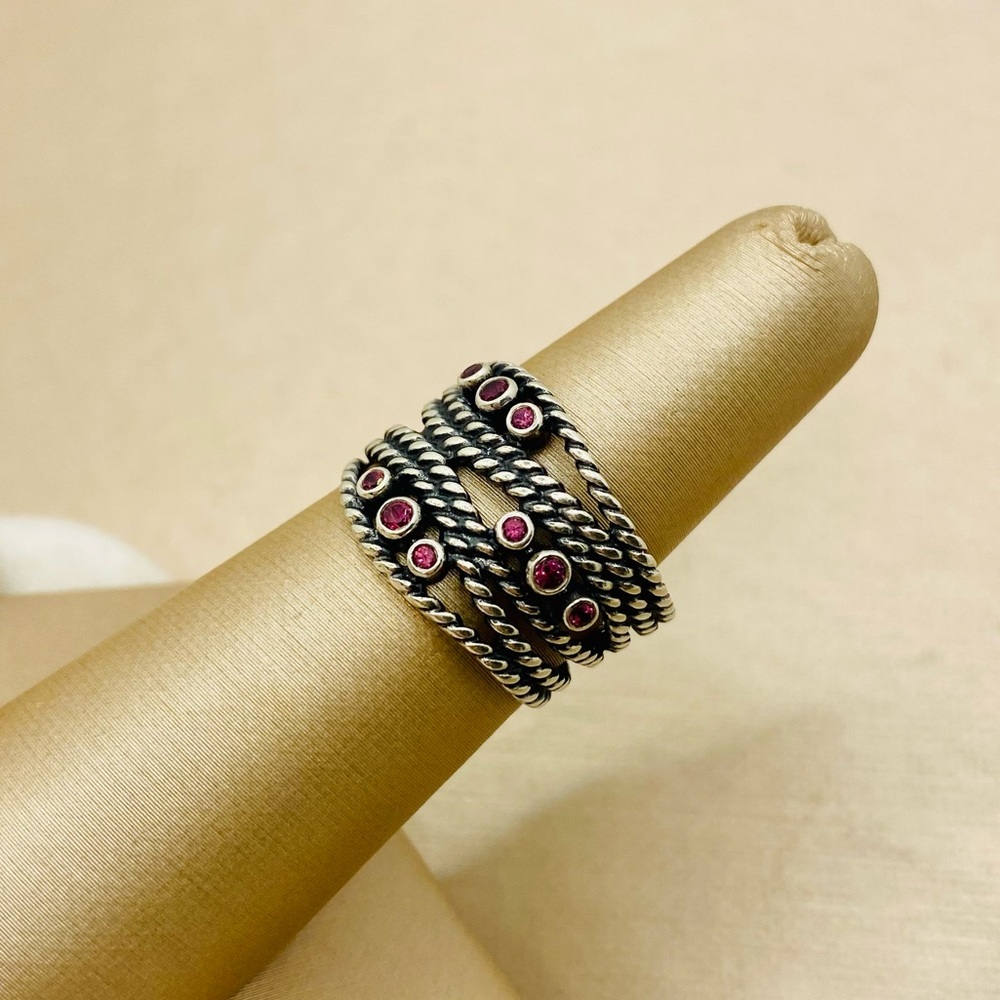 EUC Pandora 190863RHL 925 Sterling Silver Hidden Romance Ring w/ Rhodolite Stone - Picture 6 of 17